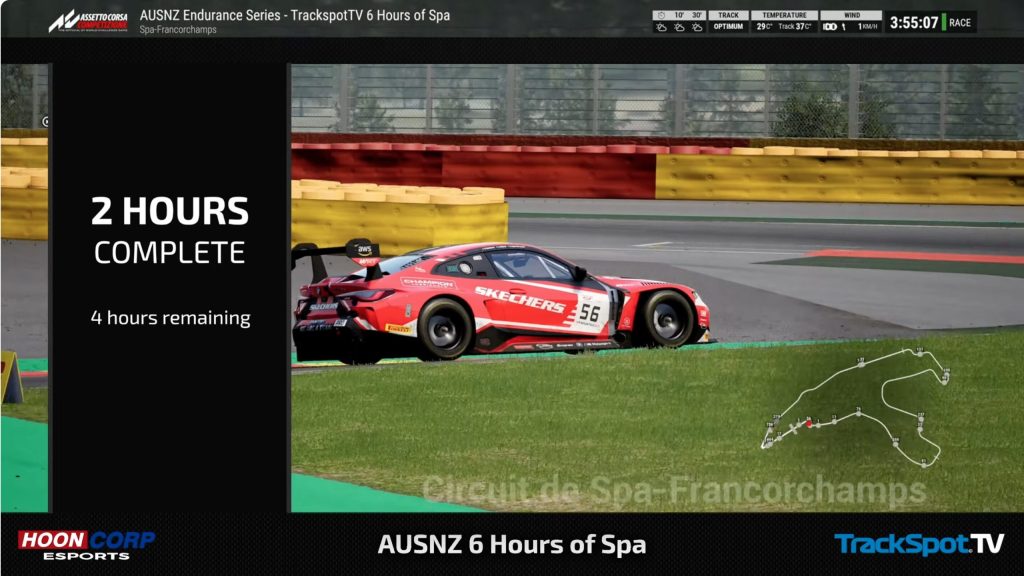 Ausnz endurance series stream screenshot of the race time graphic