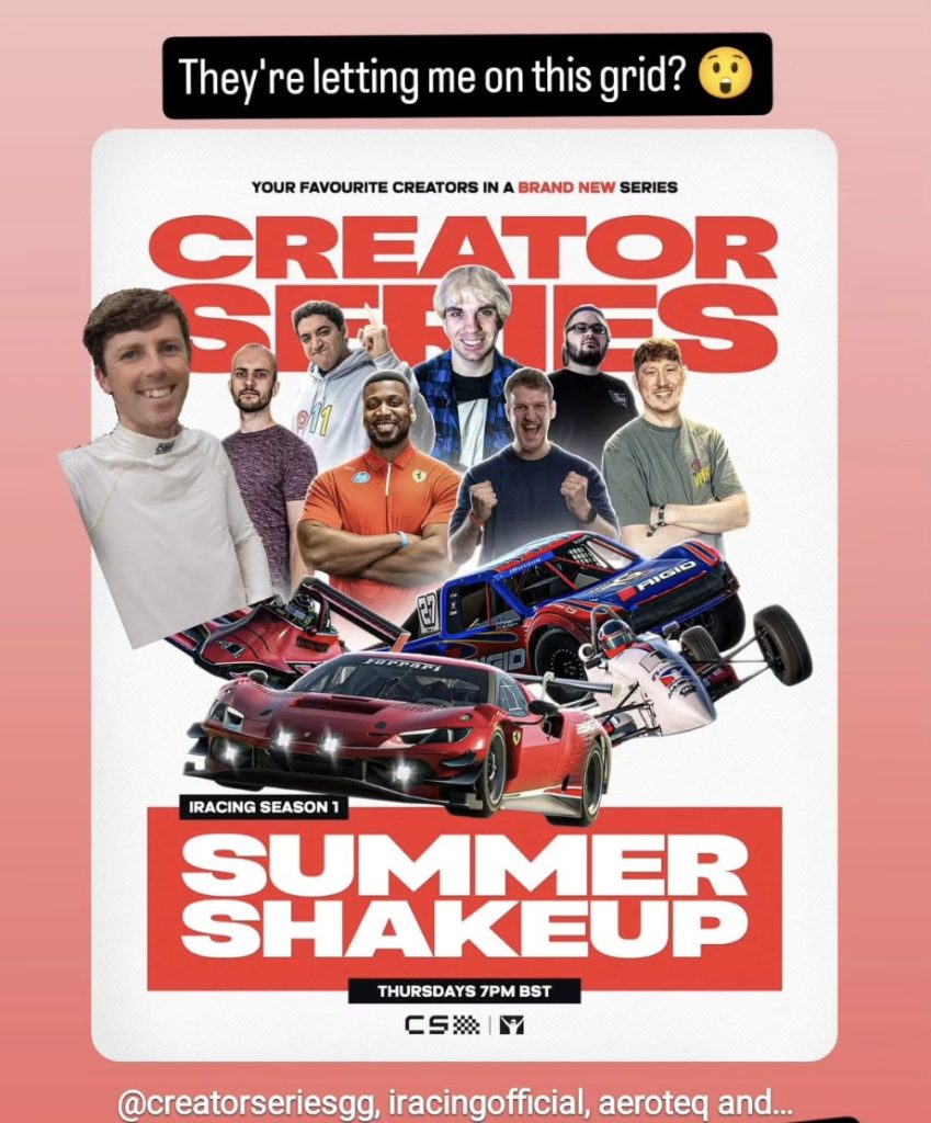 Creator Series promo graphic announcing the iRacing series
